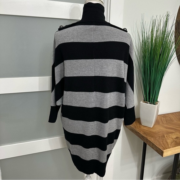 Tory Burch Merino Wool Knit Tunic Sweater Dress SZ XSmall Black Grey Stripes EUC - Picture 9 of 9
